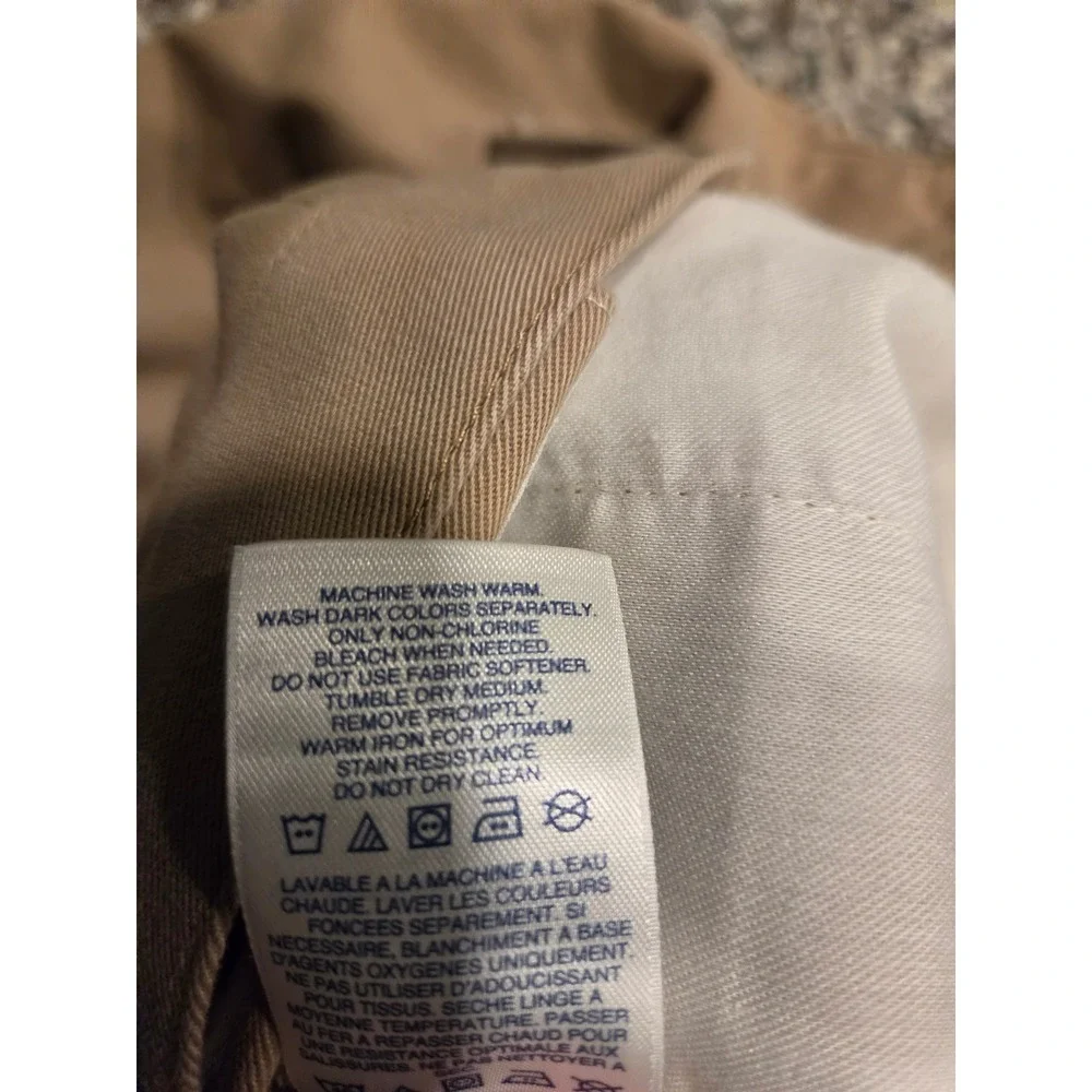 Lands' End Mens Tan Pleated Cuffed Traditional Fit Chino Pants 38x29 1270